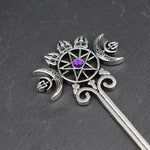 Ethic Dragon Hairsticks Silver Axe Sword Hair Accessories Witch Snake Triple Moon Pentagram Hairpin Hair Stick