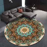 Ethnic Styles Mandala Flower Round Rugs Carpets For Living Room Bedroom Non-slip Floor Mat