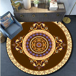 European Style Floral Round Carpet Area Rug Round Floor Mat Living Room Carpet Bathroom Kitchen Rug Doormat