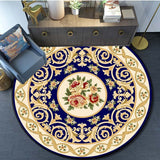 European Style Floral Round Carpet Area Rug Round Floor Mat Living Room Carpet Bathroom Kitchen Rug Doormat