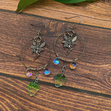 Fairy Raindrop Leaf Hoop Earrings | Fairycore | Goblincore | Cottagrecore Boho | Hippie Fairycore Brincos Feminino - Dangle Earrings