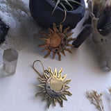 Fashion Bohemia Sun and Moon Earrings Gold Color Drop Earrings for Women Female Boho Wedding Party Jewelry Gift for Her