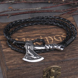 Fashion Jewelry Nordic Viking Valknut Axe Amulet Charm Multilayer Leather Bracelet Bangle for Women & Men Jewelry Gift