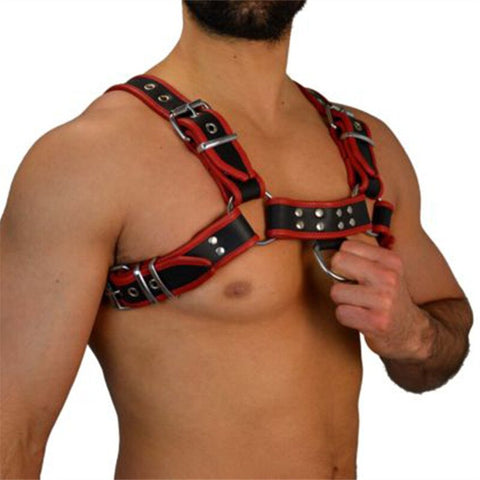 Fetish Gay Bdsm Leather Chest Harness Men Adjustable Sexual Body Bondage Cage Harness Belts Rave Gay Clothing For Adult Sex - Exotic Tanks