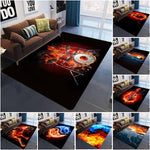 Flame Skull Gothic Large Size Floor Mat Waterproof Carpet For Living Room Bedroom Soft Sofa Rug