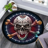 Floral Skull Round Carpet Soft Flannel Sofa Bedroom Area Rugs Flannel Anti-slip Bedside Carpets for Living Room