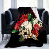 Flower Skull 3D Print  Blanket Sofa  Blankets for Beds Super Soft Warm Blanket Cover Flannel Throw Blanket Fleece Blanket