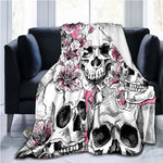 Flower Skull 3D Print  Blanket Sofa  Blankets for Beds Super Soft Warm Blanket Cover Flannel Throw Blanket Fleece Blanket