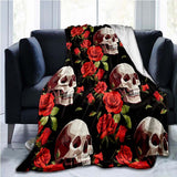 Flower Skull 3D Print  Blanket Sofa  Blankets for Beds Super Soft Warm Blanket Cover Flannel Throw Blanket Fleece Blanket