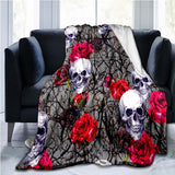 Flower Skull 3D Print  Blanket Sofa  Blankets for Beds Super Soft Warm Blanket Cover Flannel Throw Blanket Fleece Blanket