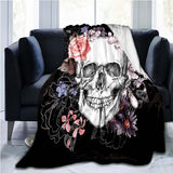 Flower Skull 3D Print  Blanket Sofa  Blankets for Beds Super Soft Warm Blanket Cover Flannel Throw Blanket Fleece Blanket