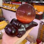 Fortune Dog Statue Display Art Craft Desktop Resin Sculpture Home Ornament Stand for Crystal Ball Base Holder for 6-10cm Sphere