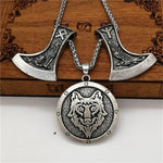 New Magicun Viking~Futhark Axe pendant wolf Viking Men's necklace Vintage pagan jewelry 1pc