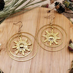 Gold Colour Boho Sun and Moon Earrings Sun Dangle Witchy Statement Jewelry Creativity Hippy Dangle for Witch Fashion Women Gift