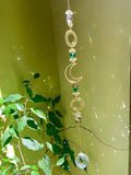 Gold Plated Blue Moon Suncatcher,Rainbow Prism,Boho Window Decoration,magical Suncatcher