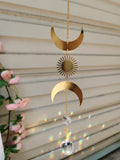 Gold Plated Moon Phase Sun Suncatcher,Rainbow Prism,Boho Home Decoration,magical Suncatcher