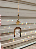 Gold plated Suncatcher with magical U | light catcher | rainbow maker | sun & moon | gift of good luck