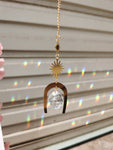 Gold plated Suncatcher with magical U | light catcher | rainbow maker | sun & moon | gift of good luck
