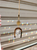 Gold plated Suncatcher with magical U | light catcher | rainbow maker | sun & moon | gift of good luck