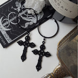 Goth Black Cross Choker Set Red Rhinestone Satanic Crucifix Witchy Pendant Charm Handmade Witchy Necklace Jewelry