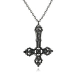 Goth Black Cross Choker Set Red Rhinestone Satanic Crucifix Witchy Pendant Charm Handmade Witchy Necklace Jewelry