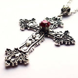 Goth Large Detailed Cross Drill Jewel Earrings Tone Punk Halloween Creativity Jewellery Fashion Charm Statement Women Gift(Red