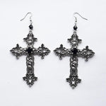 Goth Large Detailed Cross Drill Jewel Earrings Tone Punk Halloween Creativity Jewellery Fashion Charm Statement Women Gift(Red