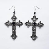 Goth Large Detailed Cross Drill Jewel Earrings Tone Punk Halloween Creativity Jewellery Fashion Charm Statement Women Gift(Red