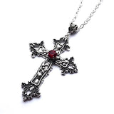 Goth Large Detailed Cross Drill Jewel Earrings Tone Punk Halloween Creativity Jewellery Fashion Charm Statement Women Gift(Red