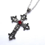 Goth Large Detailed Cross Drill Jewel Earrings Tone Punk Halloween Creativity Jewellery Fashion Charm Statement Women Gift(Red