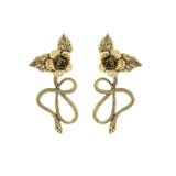 Goth Snake And Rose Big Statement Stud Earrings For Women Vintage Punk Oversized Flower Long Earrings Y2k Jewelry Korean Fashion - Stud Earrings