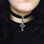 Gothic Cross with Black Glass Earrings Beads Hollow Cross Dangle Silver Colour Goth Jewelry Fashion Novelty Women Gift Friend