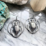 Gothic Giant Silver Colour Scarab Beetle Hoops Earrings Insect Jewelry Fashion Long Pendant Novelty Big Dangle Drop Women Gift
