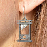 Gothic Guillotine Pendant Earrings Black Hooks Earrings