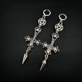 Gothic Inverted Crucifix and Pentagram Earrings with Spikes Inverted Cross Satanic Catholic Upside Down Statement Women Gift
