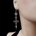 Gothic Inverted Crucifix and Pentagram Earrings with Spikes Inverted Cross Satanic Catholic Upside Down Statement Women Gift