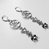 Gothic Inverted Pentagram Sigil of Lucifer Ram Goat Head Earrings Silver Colour Drop Set Halloween Rock Statement Jewelry Women