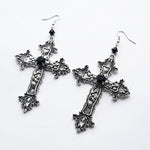 Gothic Large Detailed Cross Black Drill Jewel Earrings Punk Halloween Jewellery Creativity Fashion Gorgeous Statement Women Gift