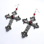 Gothic Large Detailed Cross Black Drill Jewel Earrings Punk Halloween Jewellery Creativity Fashion Gorgeous Statement Women Gift