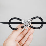 Gothic Leather Celtics Reven Fox Snake Life Tree Avatar Hair Barrette Witch Hairstick Pagan Gift