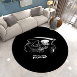 Gothic Skull Living Room Area Rug Round Floor Mat Halloween  Rug Doormat