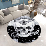 Gothic Skull Living Room Area Rug Round Floor Mat Halloween  Rug Doormat