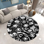 Gothic Skull Living Room Area Rug Round Floor Mat Halloween  Rug Doormat