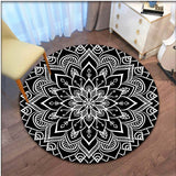 Gray Mandala Flower Carpet Round Bohemian Rug Simple Ethinic Style Floor Mat Office Chair Bedroom Bedside Carpet Washable