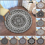 Gray Mandala Flower Carpet Round Bohemian Rug Simple Ethinic Style Floor Mat Office Chair Bedroom Bedside Carpet Washable