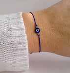 Grey string bracelet Blue evil eye Evil eye bracelet Protection bracelet