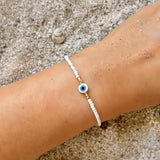 Grey string bracelet Blue evil eye Evil eye bracelet Protection bracelet