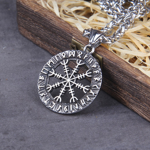 Guidepost Compass Necklace Talisman Viking Elder Futhark Pendant Valknut Pagan Amulet Vegvisir Scandinavian Norse Gift