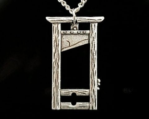 Guillotine Necklace, Silver Plated Guillotine Charm, Gothic Jewelry