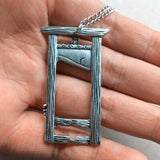 Guillotine Necklace, Silver Plated Guillotine Charm, Gothic Jewelry